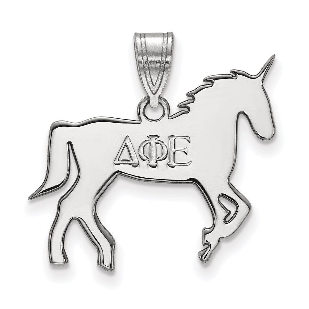 Sterlingsilber Rhodiniert Logoart Delta Phi Epsilon Sorority Symbol Mittel Anhänger