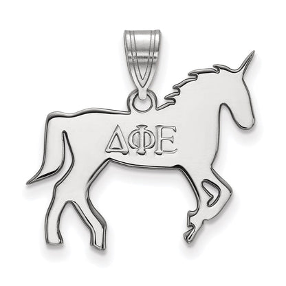 Sterlingsilber Rhodiniert Logoart Delta Phi Epsilon Sorority Symbol Mittel Anhänger