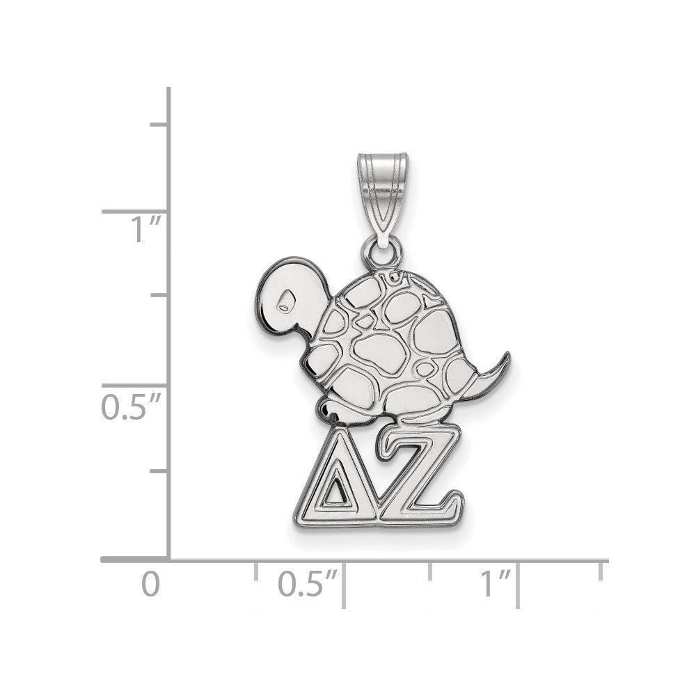 Sterlingsilber Rhodiniert Logoart Delta Zeta Sorority Symbol Mittel Anhänger