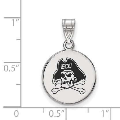 Sterlingsilber Rhodiniert Logoart Ost Carolina University Pirat Mittel Emailliert Plättchen Anhänger