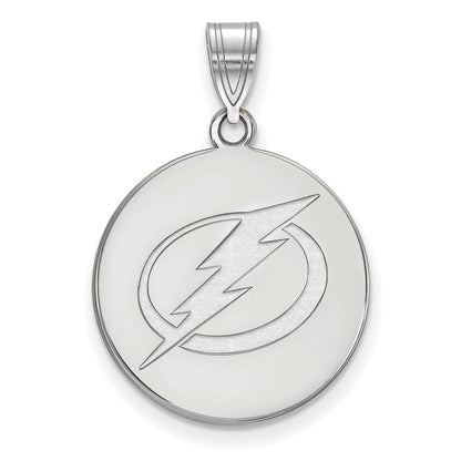 Sterlingsilber Rhodiniert Nhl Logoart Tampa Bay Blitz Groß Plättchen Anhänger