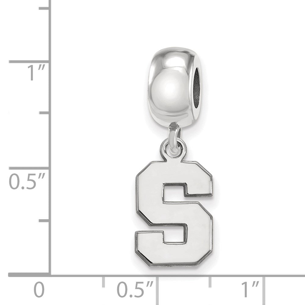 Sterlingsilber Rhodiniert Logoart Michigan State U. Klein Hängend Perle
