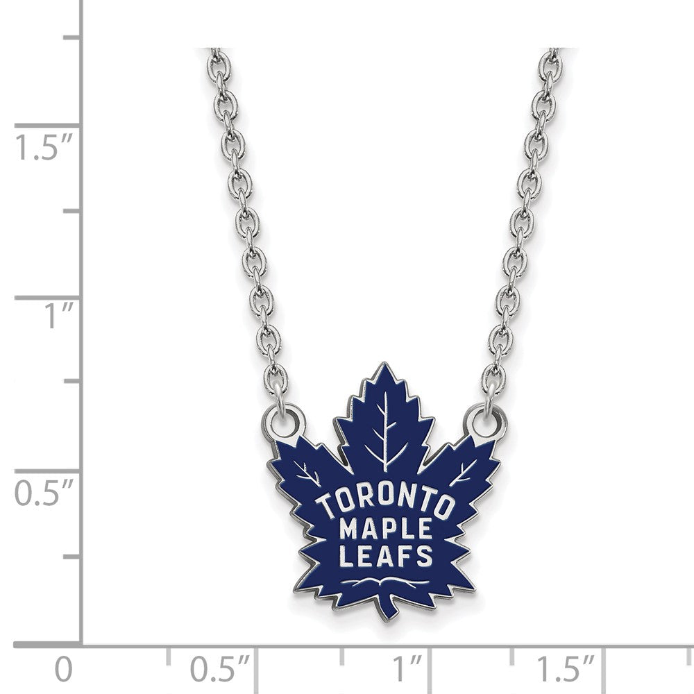 Sterlingsilber Rhodiniert Nhl Logoart Toronto Maple Leafs Groß Emailliert Anhänger 18 Zoll Halskette