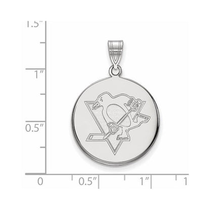 Sterlingsilber Rhodiniert Nhl Logoart Pittsburgh Penguins Groß Plättchen Anhänger
