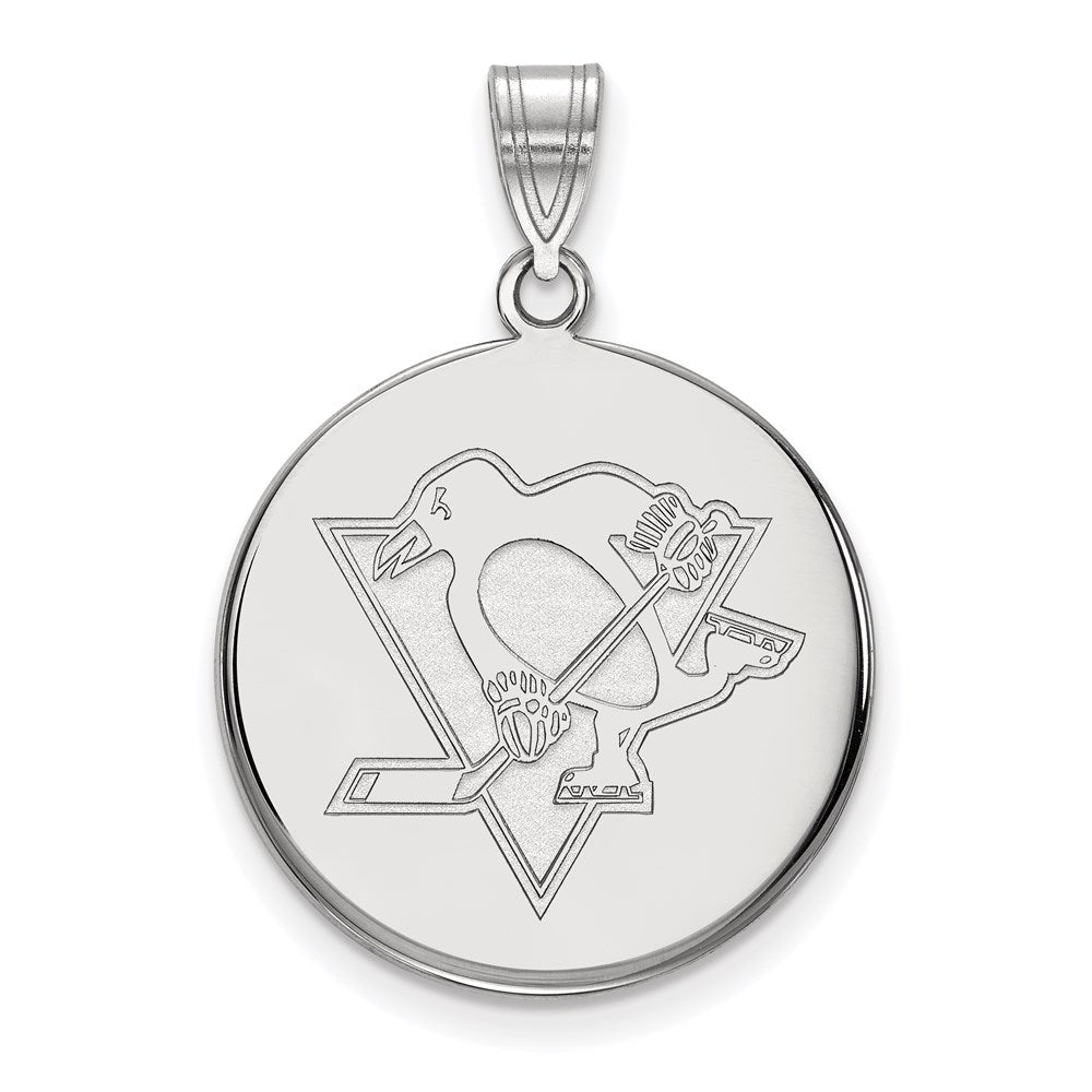 14K Weißgold Nhl Logoart Pittsburgh Penguins Groß Plättchen Anhänger