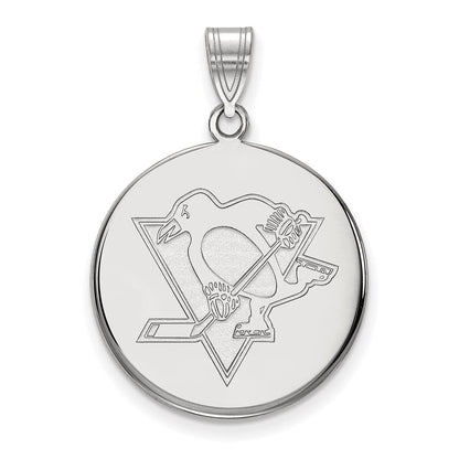14K Weißgold Nhl Logoart Pittsburgh Penguins Groß Plättchen Anhänger