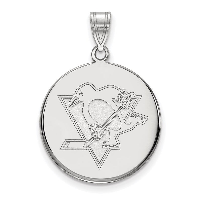 Sterlingsilber Rhodiniert Nhl Logoart Pittsburgh Penguins Groß Plättchen Anhänger
