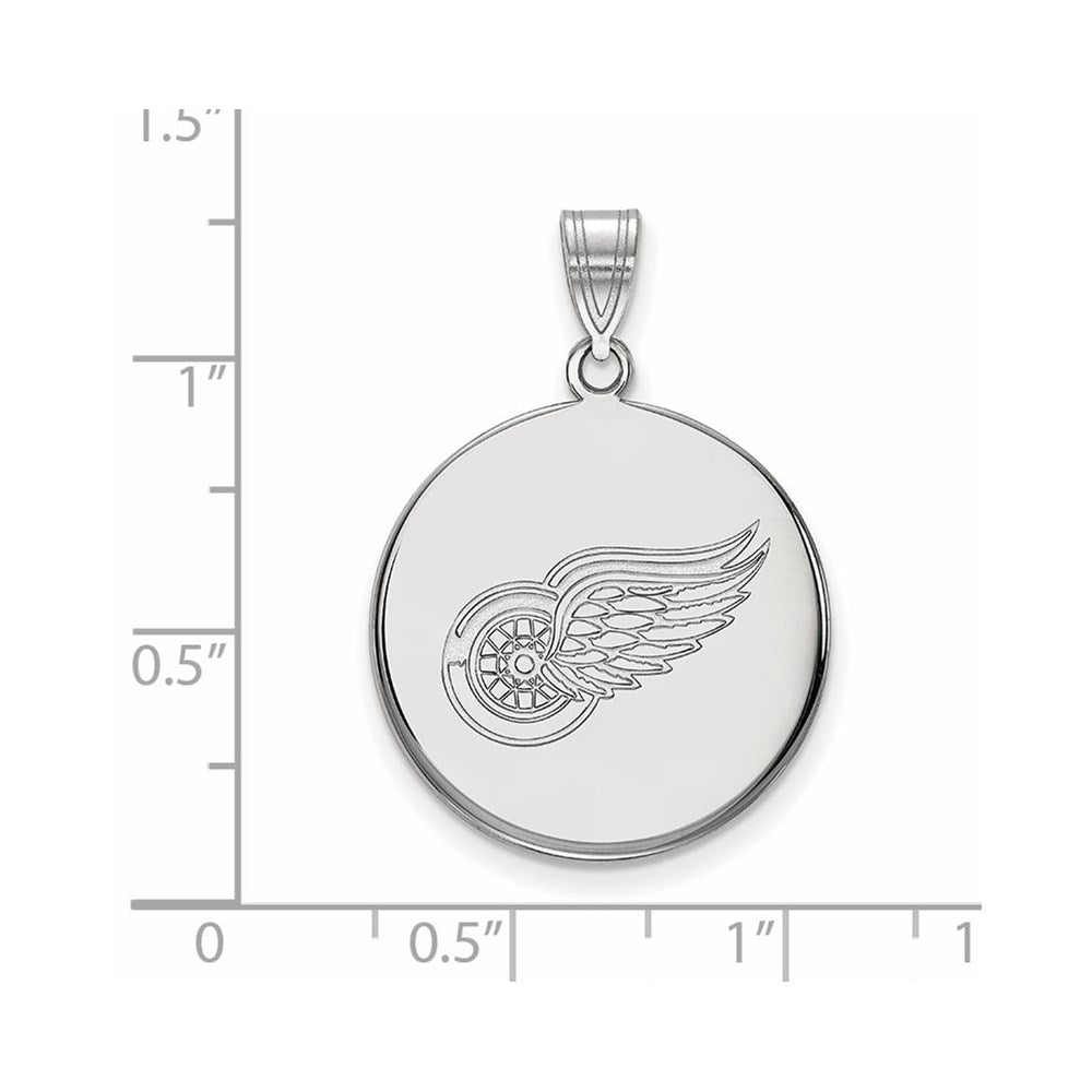 Sterlingsilber Rhodiniert Nhl Logoart Detroit Rot Flügel Groß Plättchen Anhänger