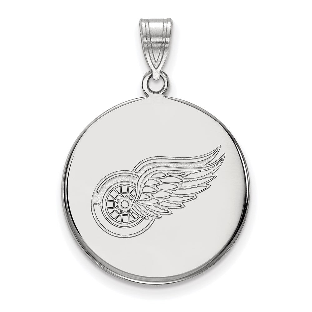 Sterlingsilber Rhodiniert Nhl Logoart Detroit Rot Flügel Groß Plättchen Anhänger