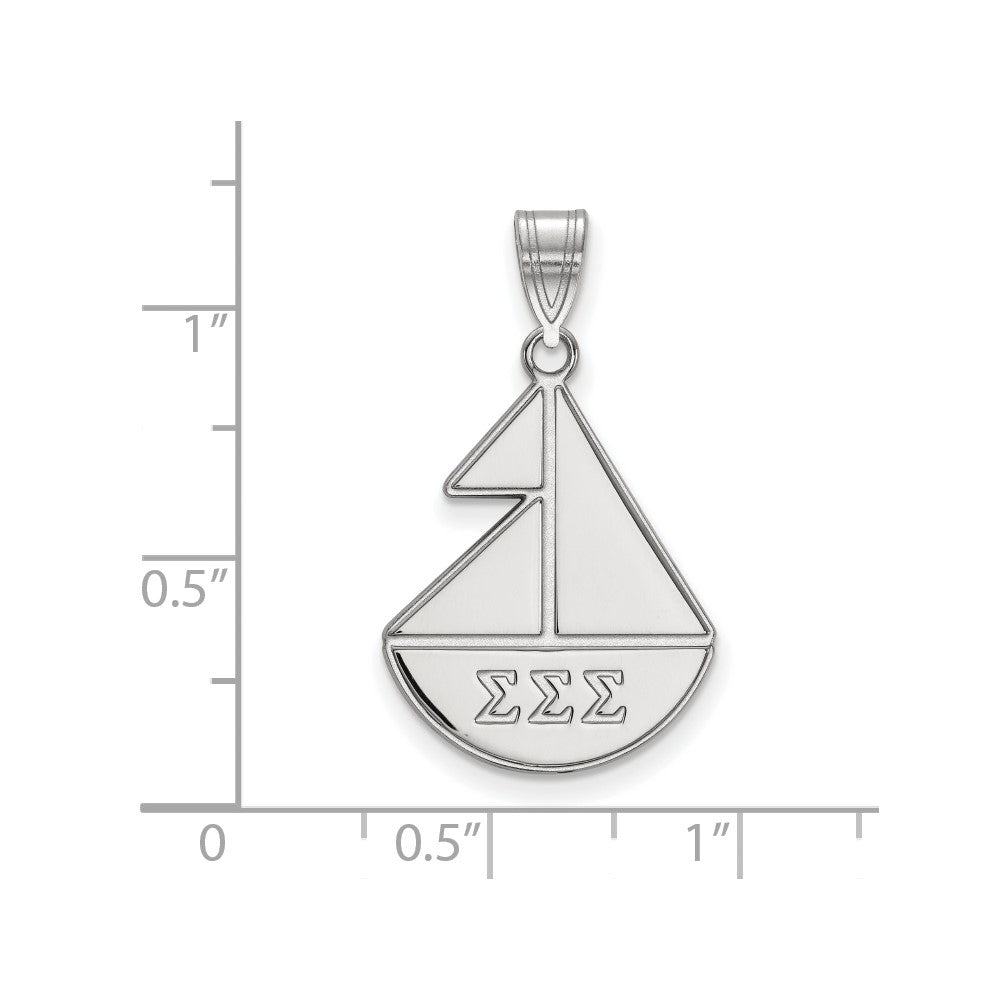 Sterlingsilber Rhodiniert Logoart Sigma Sorority Symbol Mittel Anhänger