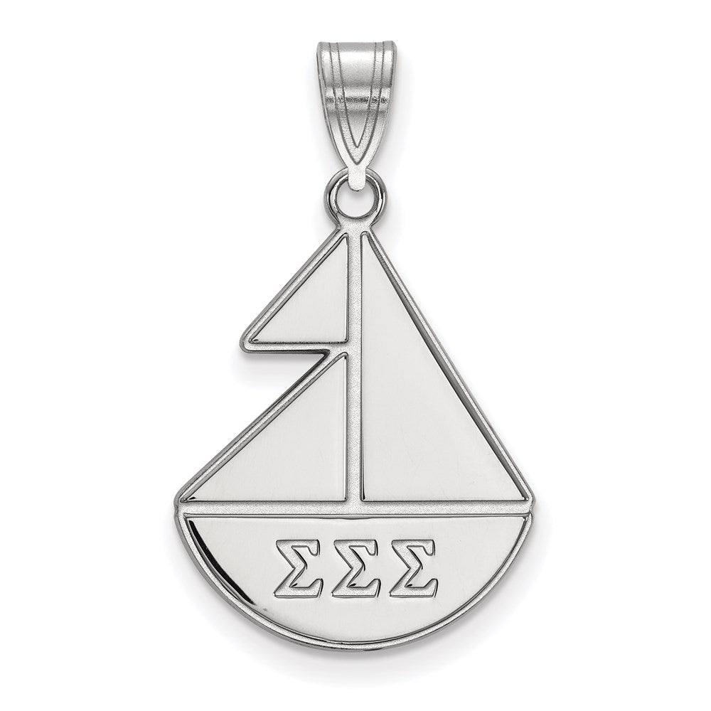 Sterlingsilber Rhodiniert Logoart Sigma Sorority Symbol Mittel Anhänger