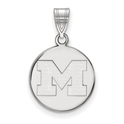 Sterlingsilber Rhodiniert Logoart University Of Michigan Buchstabe M Mittel Plättchen Anhänger