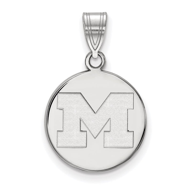 10K Weißgold Logoart University Of Michigan Buchstabe M Mittel Plättchen Anhänger