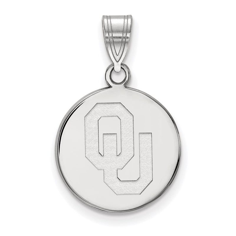 14K Weißgold Logoart University Of Oklahoma O U Mittel Plättchen Anhänger