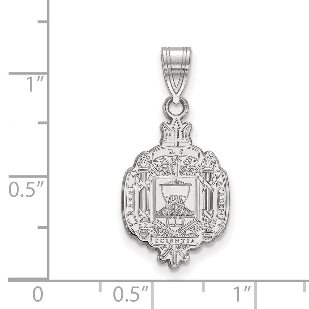 Sterlingsilber Rhodiniert Logoart Us Naval Akademie Groß Wappen Anhänger