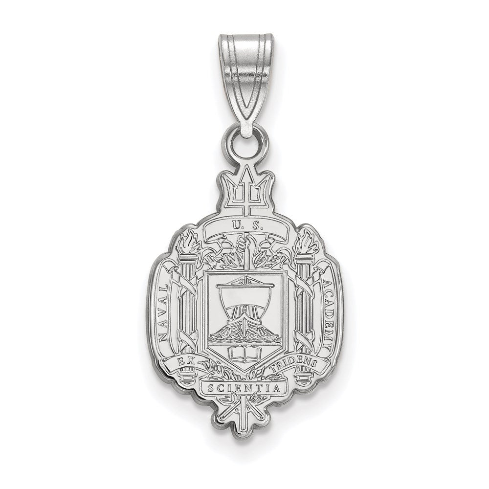 Sterlingsilber Rhodiniert Logoart Us Naval Akademie Groß Wappen Anhänger