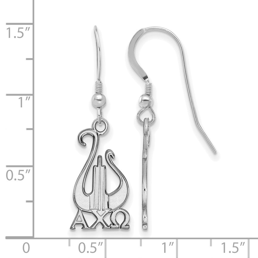 Sterlingsilber Rhodiniert Logoart Alpha Chi Omega Sorority Symbol Mittel Hängend Draht Ohrringe