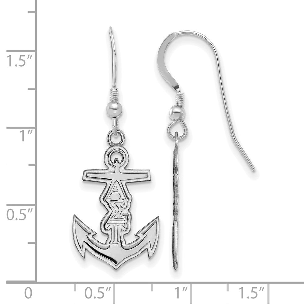 Sterlingsilber Rhodiniert Logoart Alpha Sigma Tau Sorority Symbol Klein Hängend Draht Ohrringe