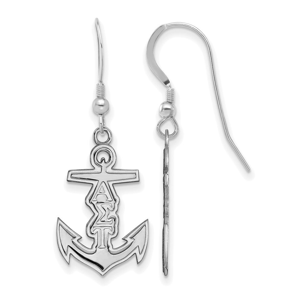 Sterlingsilber Rhodiniert Logoart Alpha Sigma Tau Sorority Symbol Klein Hängend Draht Ohrringe
