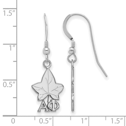 Sterlingsilber Rhodiniert Logoart Alpha Phi Sorority Symbol Klein Hängend Draht Ohrringe