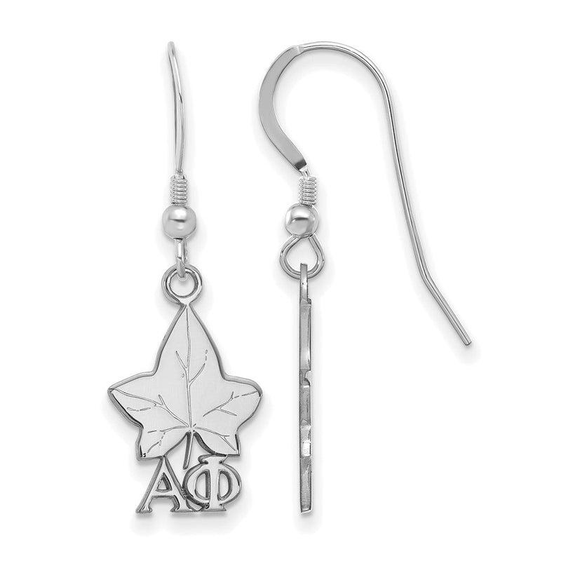 Sterlingsilber Rhodiniert Logoart Alpha Phi Sorority Symbol Klein Hängend Draht Ohrringe