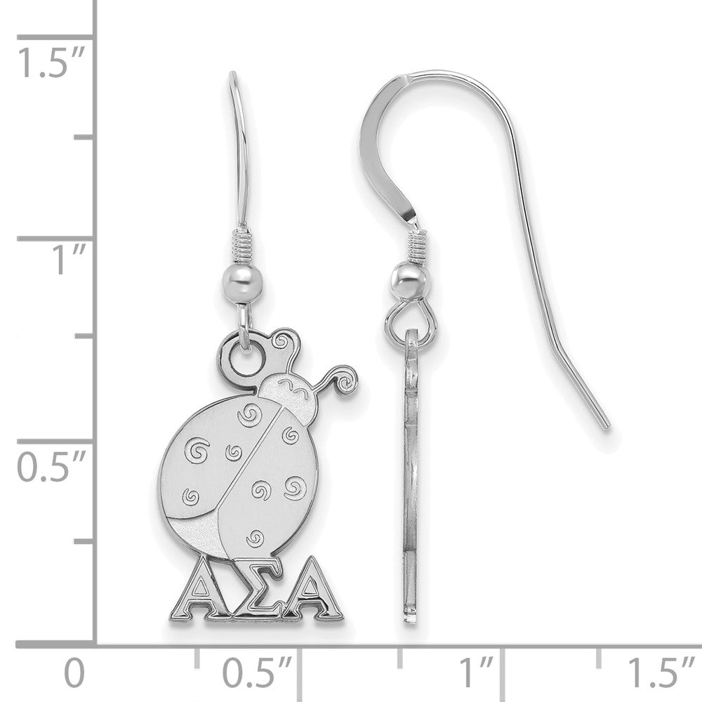 Sterlingsilber Rhodiniert Logoart Alpha Sigma Sorority Symbol Klein Hängend Draht Ohrringe