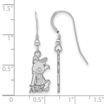 Sterlingsilber Rhodiniert Logoart Alpha Xi Delta Sorority Symbol Klein Hängend Draht Ohrringe
