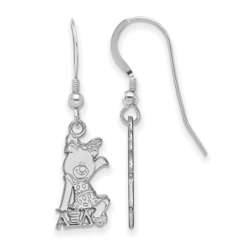 Sterlingsilber Rhodiniert Logoart Alpha Xi Delta Sorority Symbol Klein Hängend Draht Ohrringe