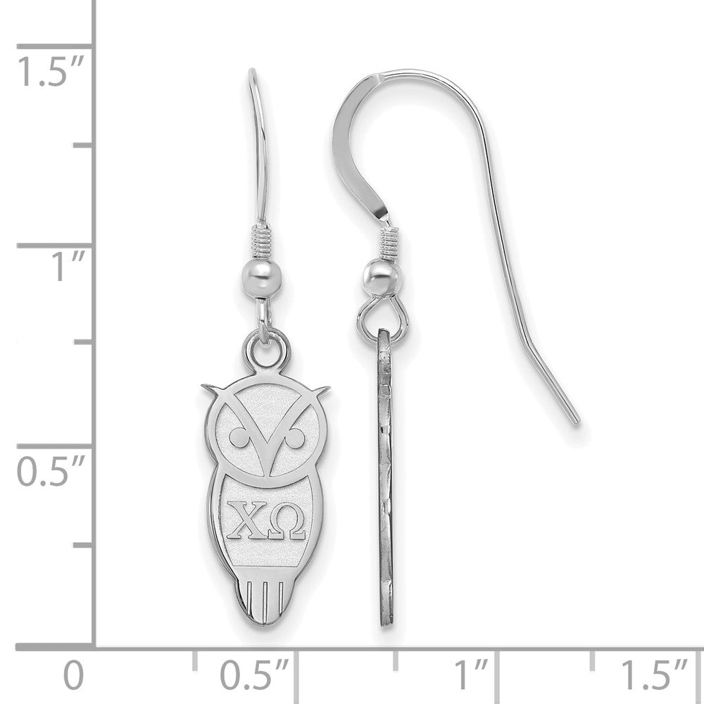 Sterlingsilber Rhodiniert Logoart Chi Omega Sorority Symbol Klein Hängend Draht Ohrringe