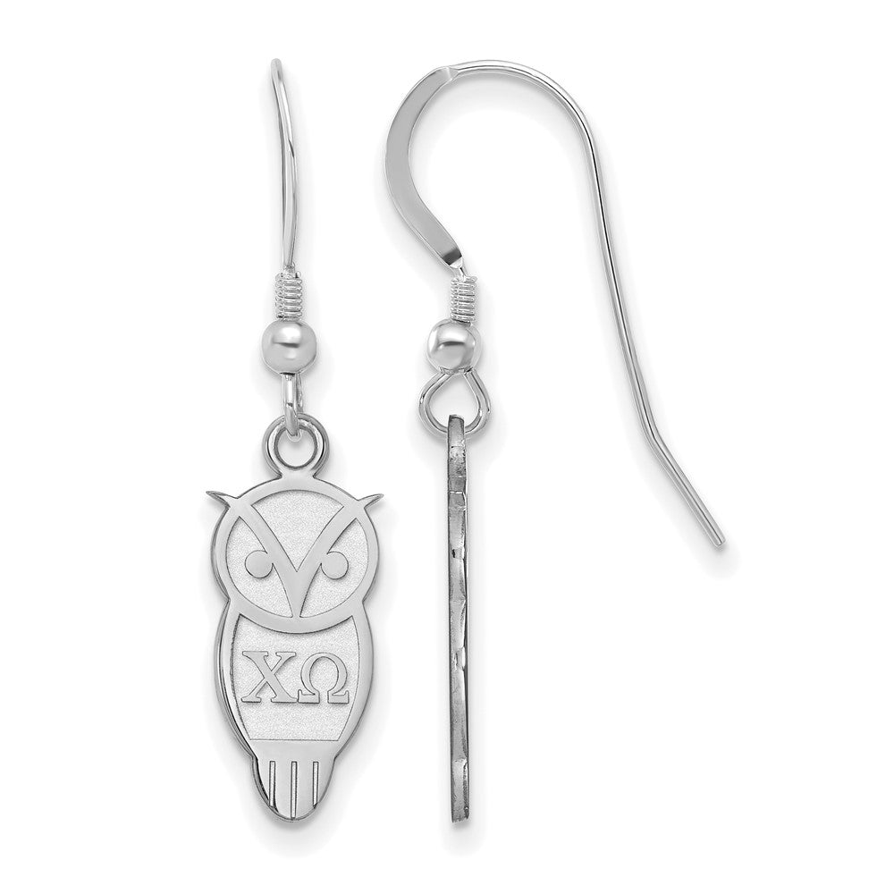 Sterlingsilber Rhodiniert Logoart Chi Omega Sorority Symbol Klein Hängend Draht Ohrringe