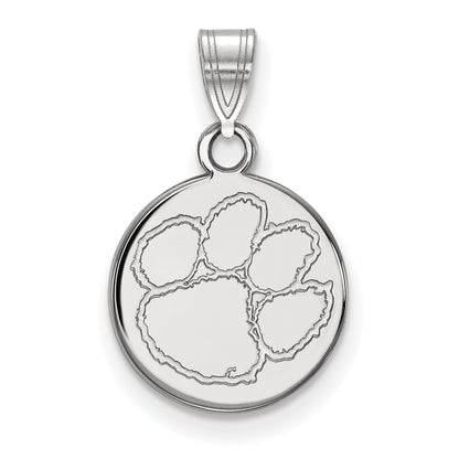 Sterlingsilber Rhodiniert Logoart Clemson University Tiger Paw Klein Plättchen Anhänger
