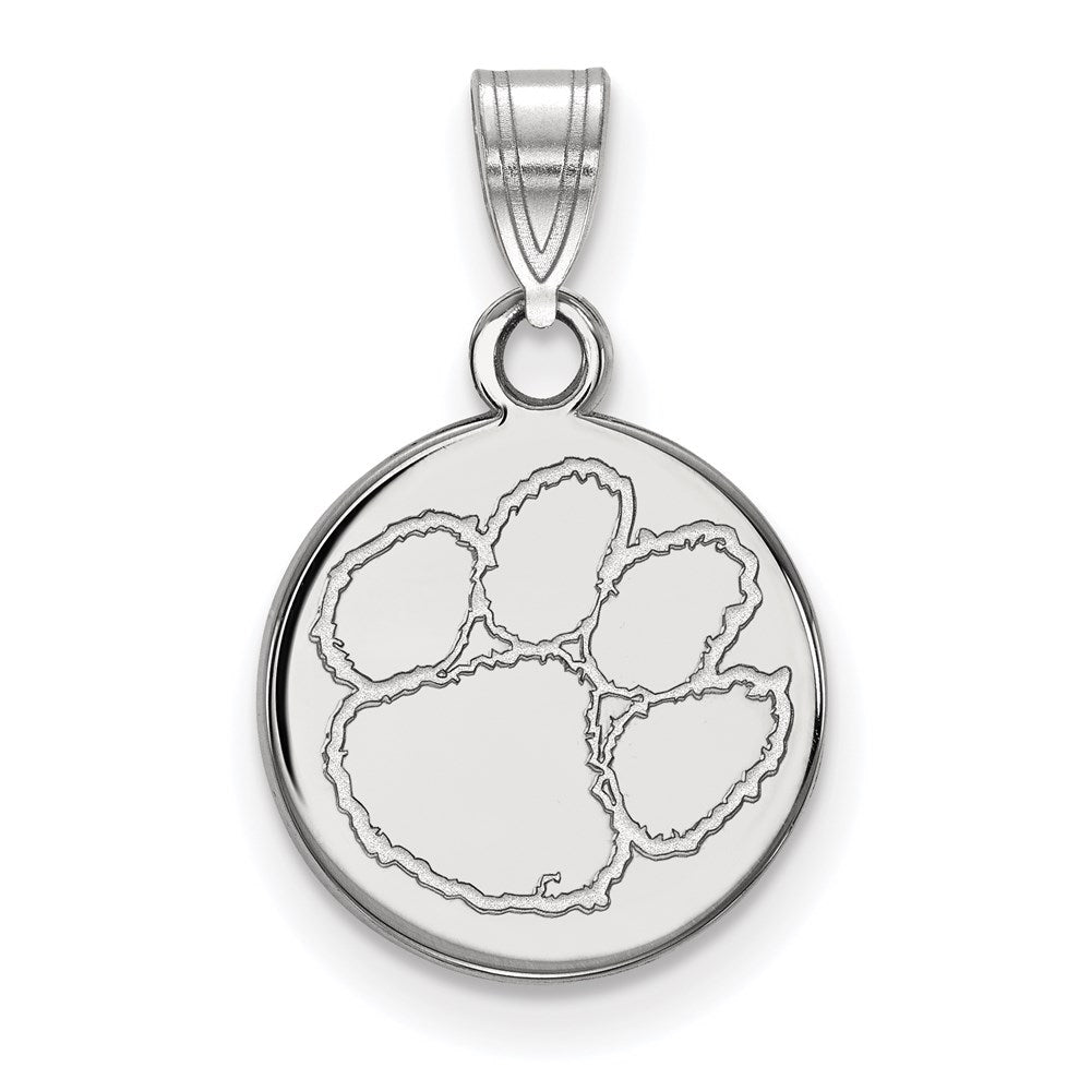 10K Weißgold Logoart Clemson University Tiger Paw Klein Plättchen Anhänger