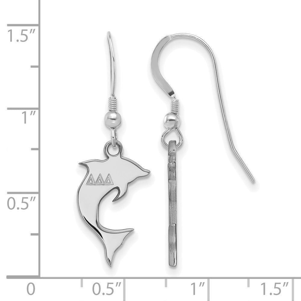 Sterlingsilber Rhodiniert Logoart Delta Sorority Symbol Klein Hängend Draht Ohrringe