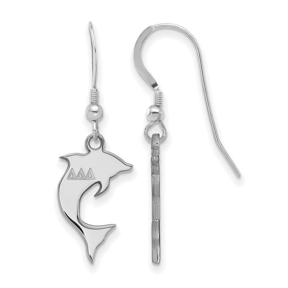 Sterlingsilber Rhodiniert Logoart Delta Sorority Symbol Klein Hängend Draht Ohrringe
