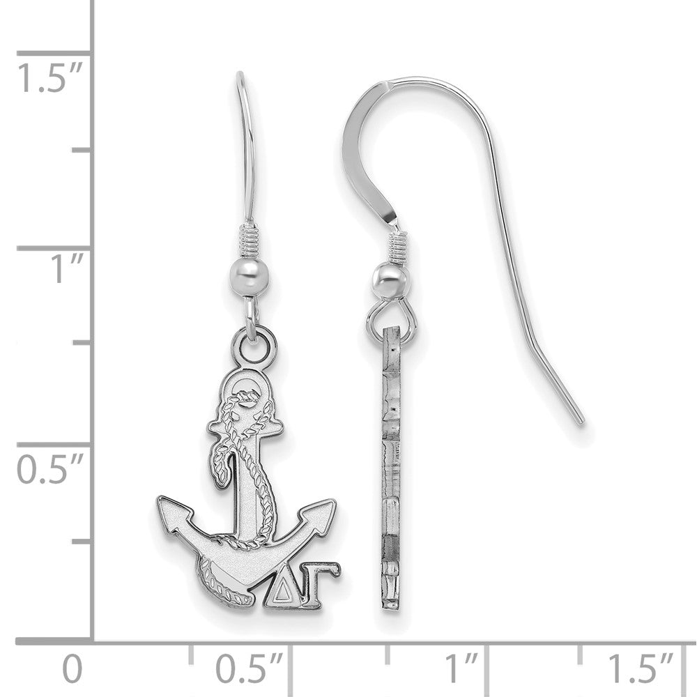 Sterlingsilber Rhodiniert Logoart Delta Gamma Sorority Symbol Klein Hängend Draht Ohrringe