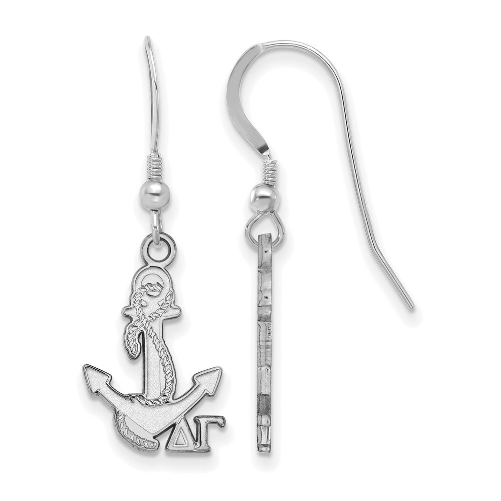 Sterlingsilber Rhodiniert Logoart Delta Gamma Sorority Symbol Klein Hängend Draht Ohrringe