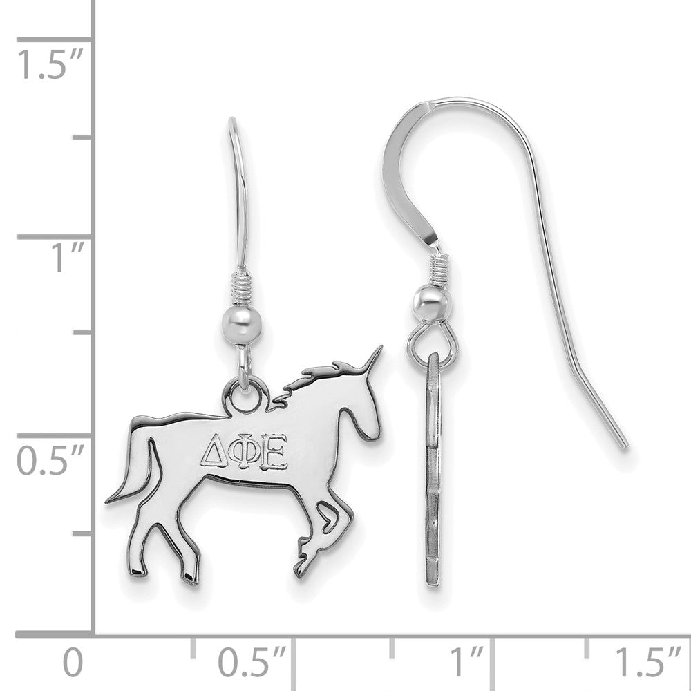 Sterlingsilber Rhodiniert Logoart Delta Phi Epsilon Sorority Symbol Klein Hängend Draht Ohrringe