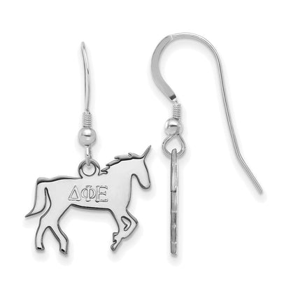Sterlingsilber Rhodiniert Logoart Delta Phi Epsilon Sorority Symbol Klein Hängend Draht Ohrringe