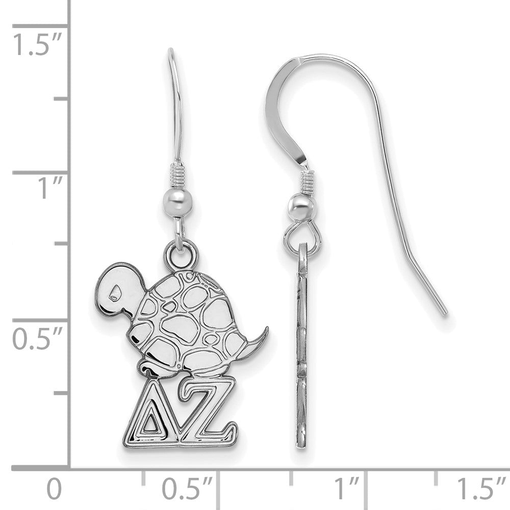 Sterlingsilber Rhodiniert Logoart Delta Zeta Sorority Symbol Klein Hängend Draht Ohrringe