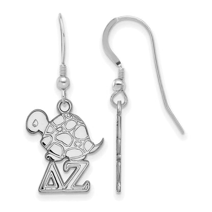 Sterlingsilber Rhodiniert Logoart Delta Zeta Sorority Symbol Klein Hängend Draht Ohrringe