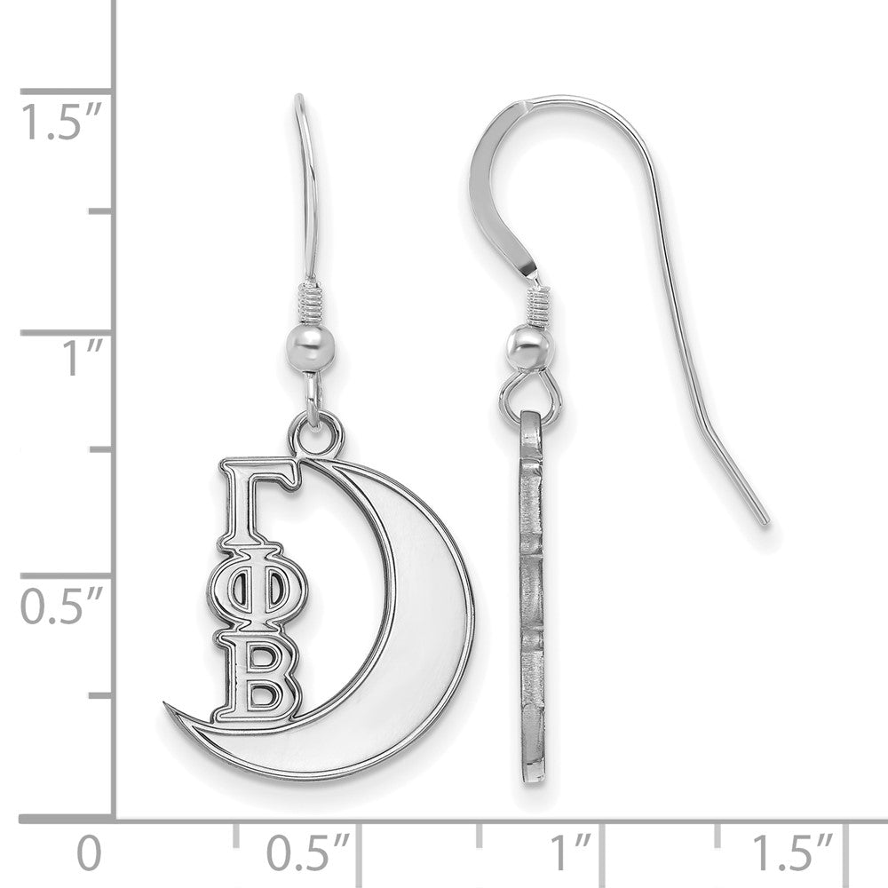 Sterlingsilber Rhodiniert Logoart Gamma Phi Beta Sorority Symbol Klein Hängend Draht Ohrringe