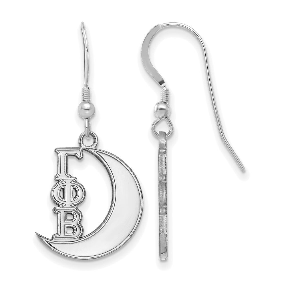 Sterlingsilber Rhodiniert Logoart Gamma Phi Beta Sorority Symbol Klein Hängend Draht Ohrringe