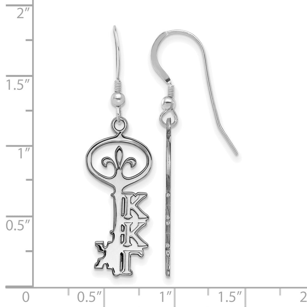 Sterlingsilber Rhodiniert Logoart Kappa Gamma Sorority Symbol Klein Hängend Draht Ohrringe