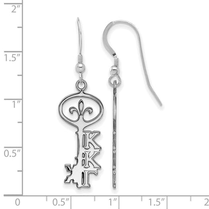 Sterlingsilber Rhodiniert Logoart Kappa Gamma Sorority Symbol Klein Hängend Draht Ohrringe