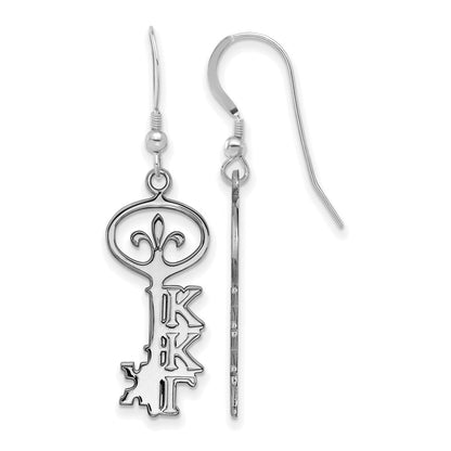 Sterlingsilber Rhodiniert Logoart Kappa Gamma Sorority Symbol Klein Hängend Draht Ohrringe