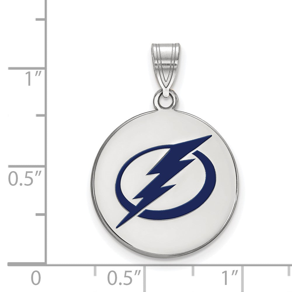 Sterlingsilber Rhodiniert Nhl Logoart Tampa Bay Blitz Groß Emailliert Plättchen Anhänger
