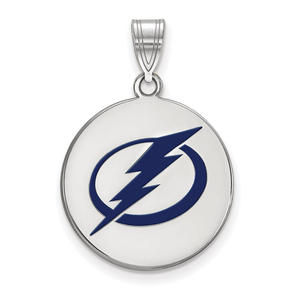 Sterlingsilber Rhodiniert Nhl Logoart Tampa Bay Blitz Groß Emailliert Plättchen Anhänger