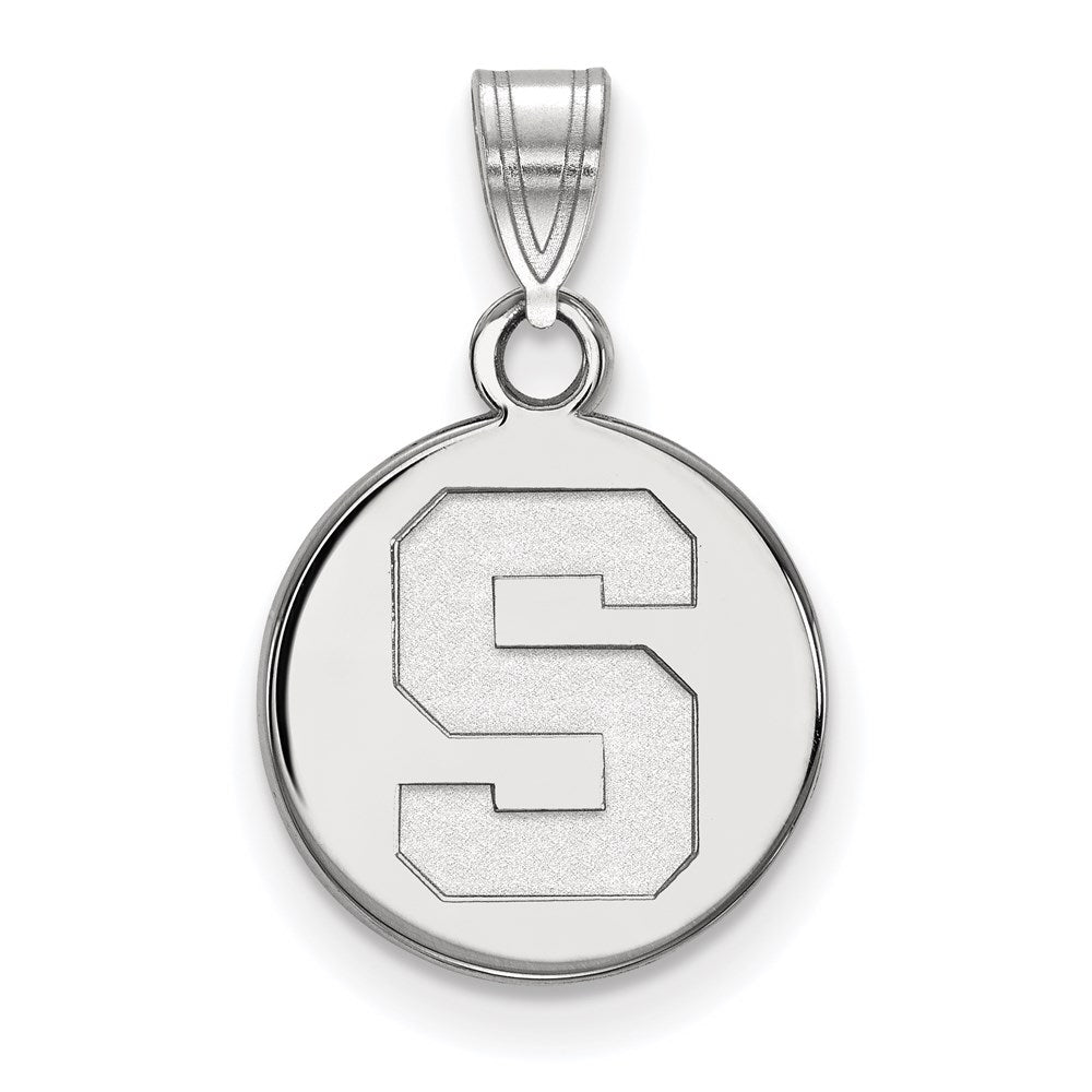 10K Weißgold Logoart Michigan State University Buchstabe S Klein Plättchen Anhänger