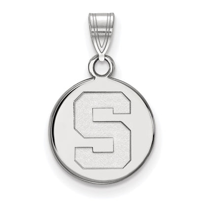10K Weißgold Logoart Michigan State University Buchstabe S Klein Plättchen Anhänger