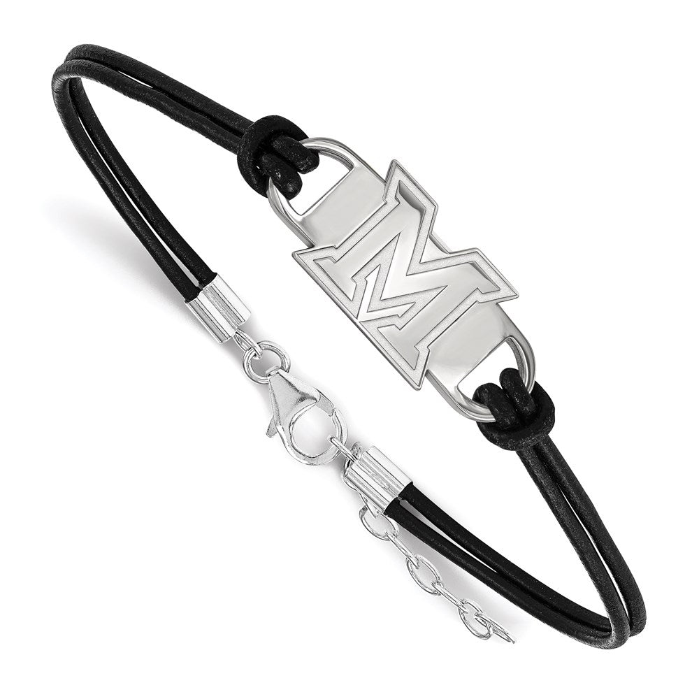 Sterlingsilber Rhodiniert Logoart Miami University Ohio Klein Mittig Leder Armband